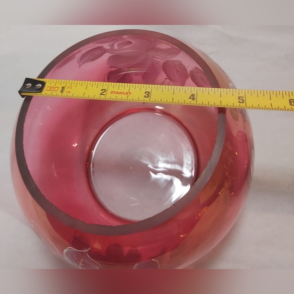 Cranberry gold luster hand painted jar - Picture 8 of 9